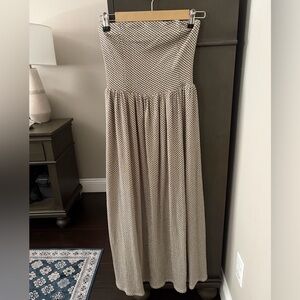 Wayf Olive Green and White Checkered Dress